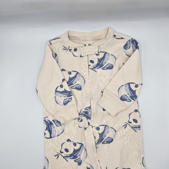 Carter's Baby Pajama Beige Blue Pandas 6M - Picture 4 of 4